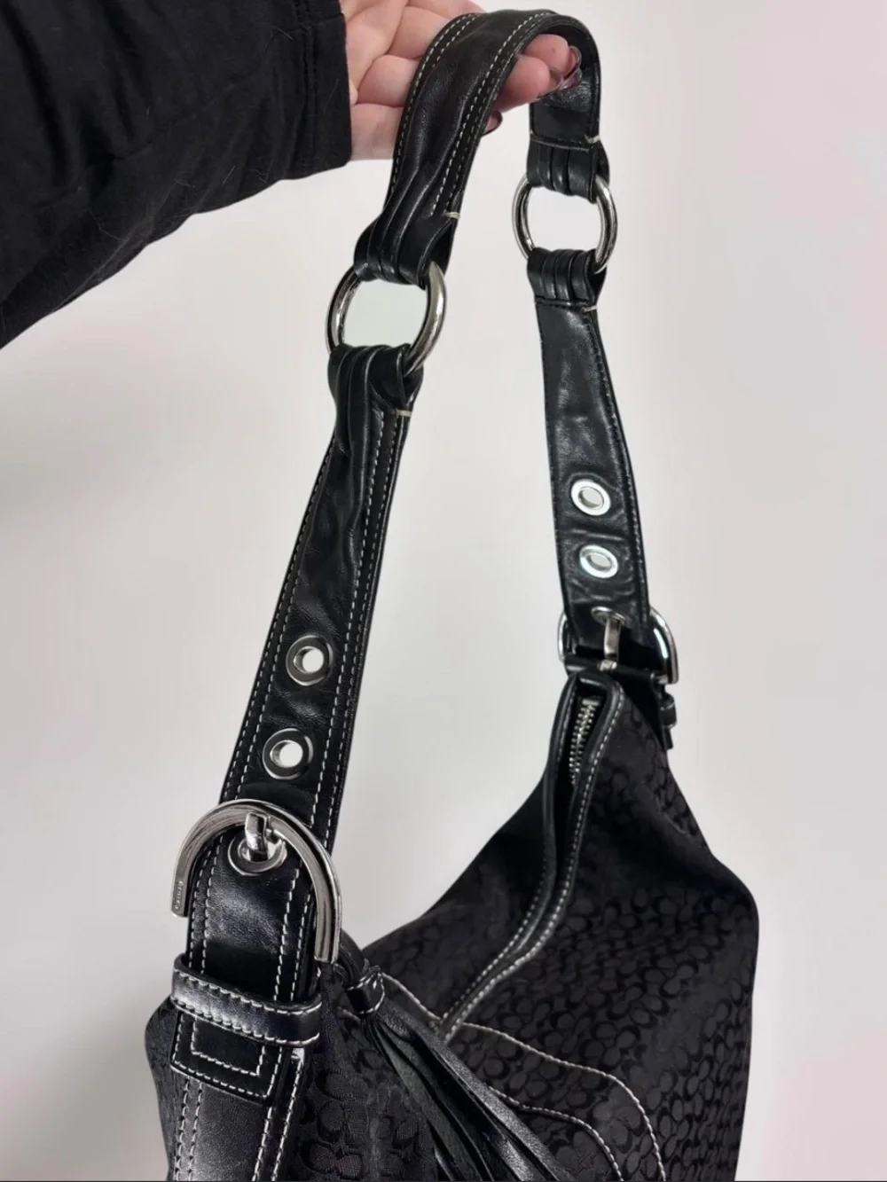 Coach Signature Hobo Bag with Tassel